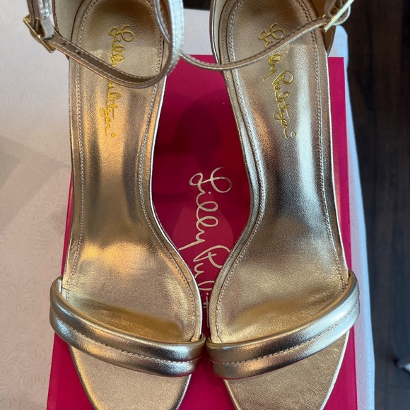 Lilly Pulitzer Jenna Wedge-Gold-Size 10 - Picture 2 of 6